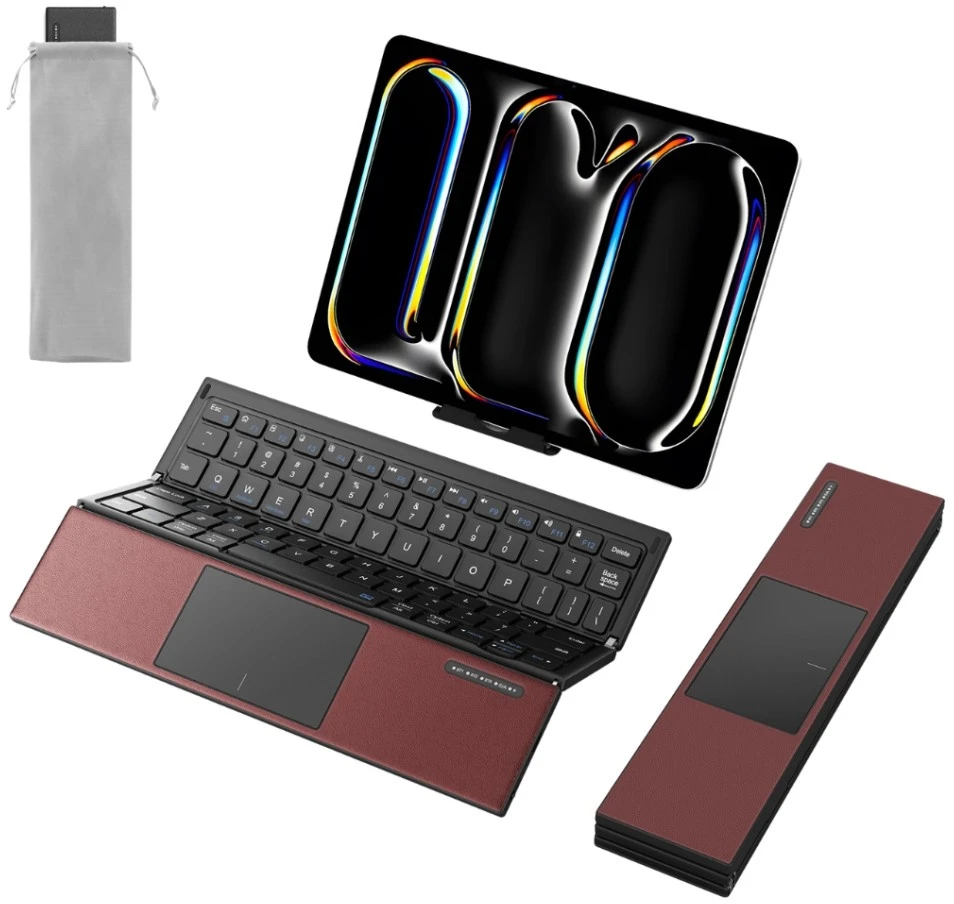 Składana klaviatūra su touchpadem SODI ZO1T Tri-Fold Bluetooth raudona