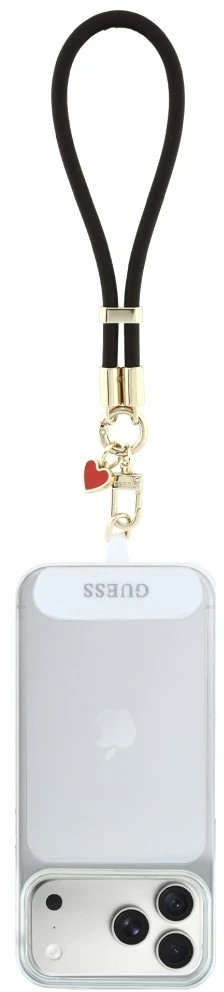 Telefono pakabukas Guess Wrist Strap Silikono rašto pakabukai juodas