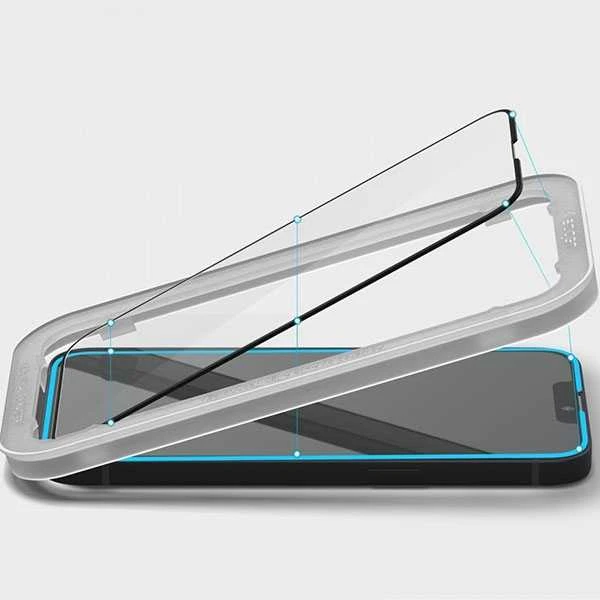 Apsauginis stiklas Spigen ALM GLASS FC Apple iPhone 13 / 13 Pro / 14 su juodos spalvos krašteliu