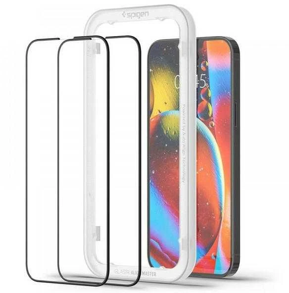 SPIGEN ALM GLASS FC 2-PACK IPHONE 13/13 PRO Juodas