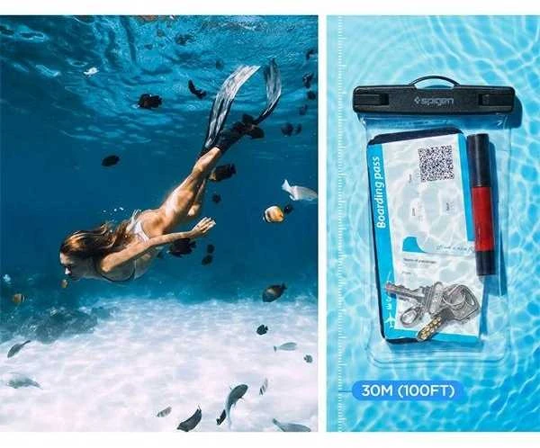 Spigen Aqua Shield A601 vandeniui atsparus dėklas IPX8 – skaidrus