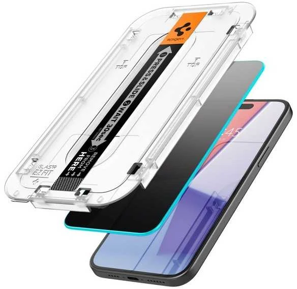 Apsauginis stiklas Spigen stiklas tR EZ Fit (Privacy) 2-pack, skaidrūs - iPhone 15 Pro Max