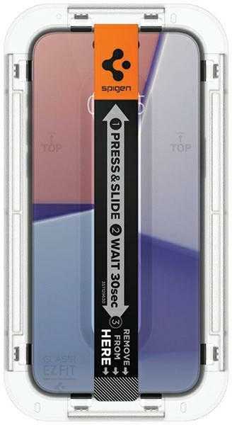 Stiklinis dėklas + Spigen Glas.tR EZ Fit 1-Pack aplikatorius, skirtas iPhone 15 Pro Max