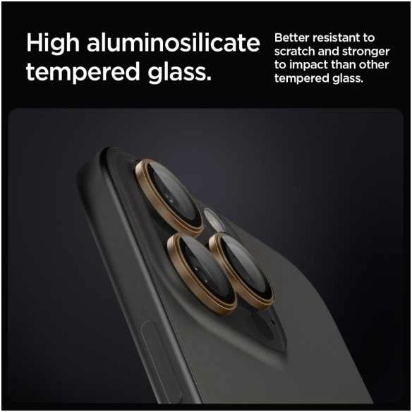Spigen OPTIK PRO GLAS.TR ”EZ FIT” KAMEROS APSAUGOS 2 PAKUOTĖS Apple iPhone 16 PRO / PRO MAX DESERT TITANIUM