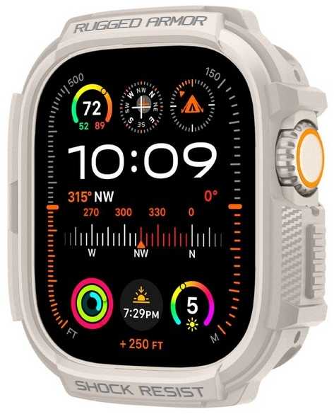 Apple Watch Ultra 1 / 2 (49mm) Spigen Rugged Armor beige dėklas laikrodžiui
