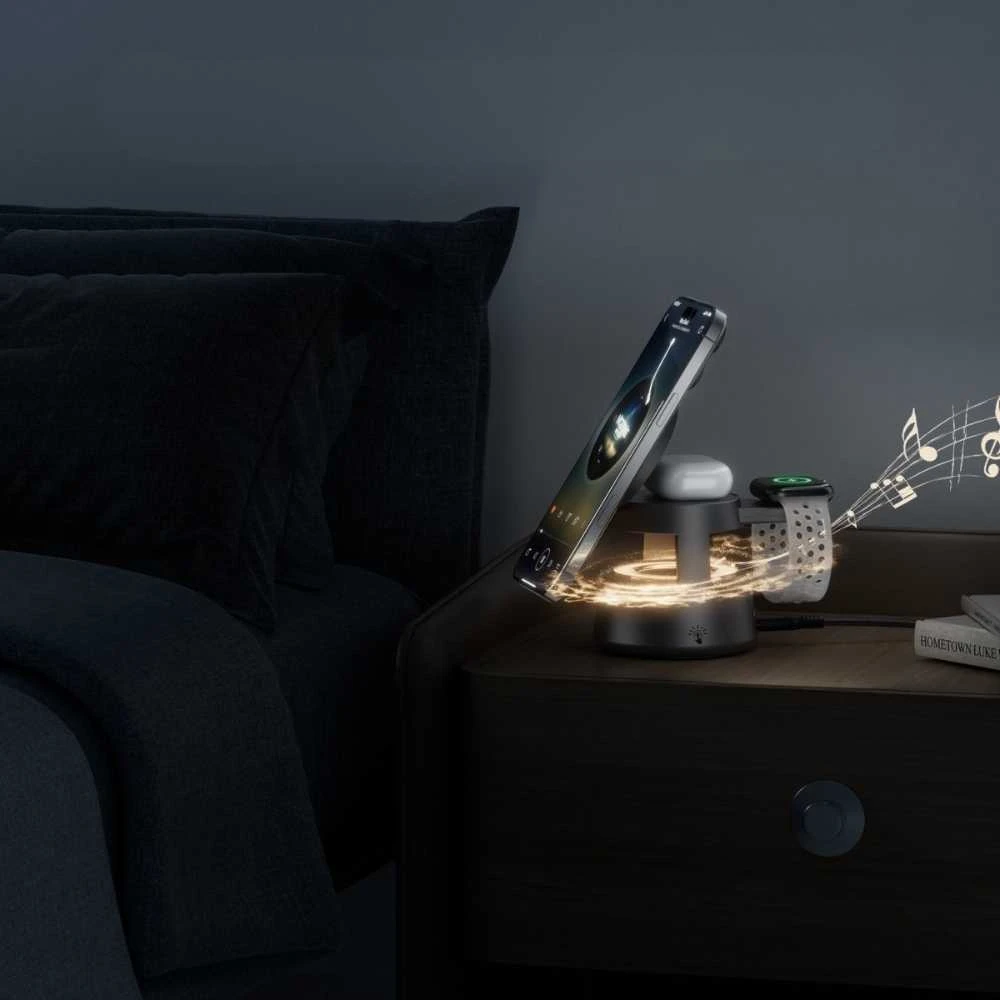 Carruzzo 4smarts 541327 mobiliojo įrenginio kroviklis Ausinės, Išmanusis telefonas, Išmanusis laikrodis Pilka USB Belaidis įkrovimas Vidaus