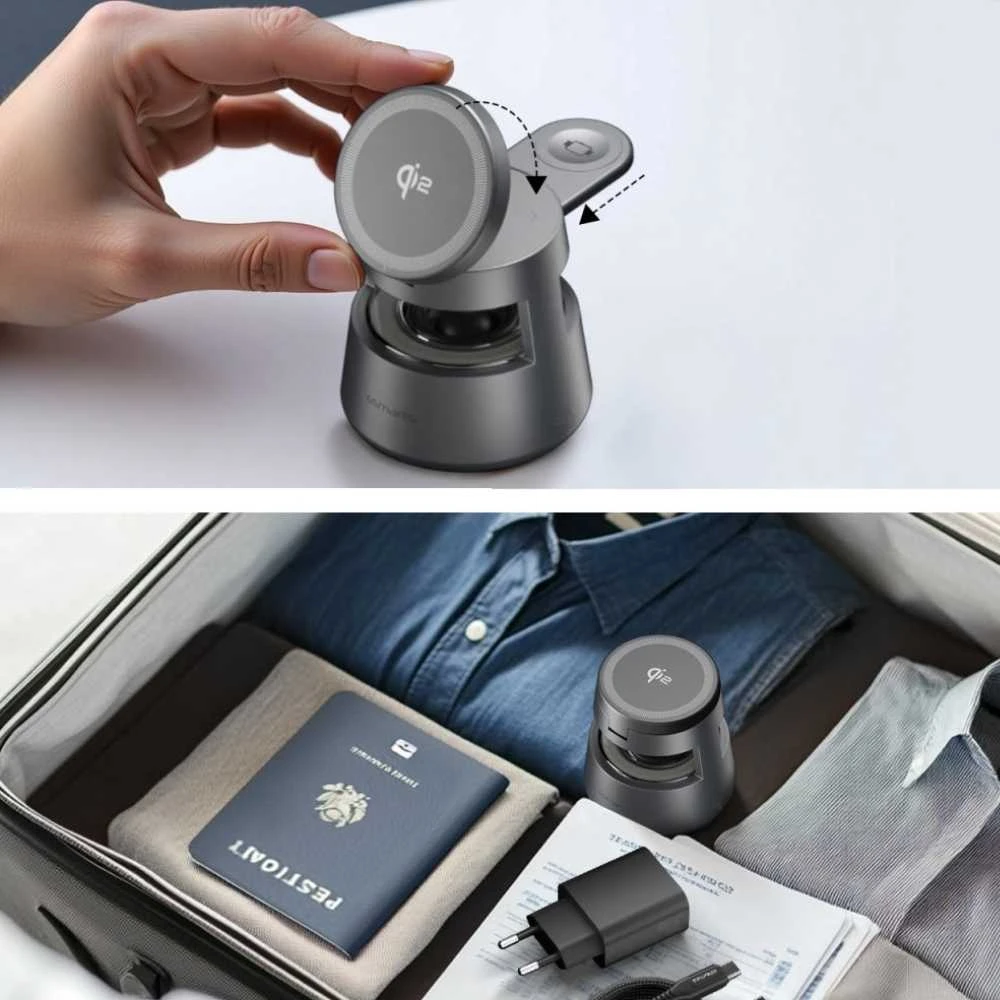 Carruzzo 4smarts 541327 mobiliojo įrenginio kroviklis Ausinės, Išmanusis telefonas, Išmanusis laikrodis Pilka USB Belaidis įkrovimas Vidaus