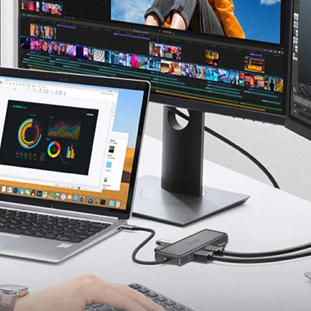 „4smarts SmartDock 11w1“ | 4x USB-A | USB-C PD 100W | RJ45 | Garsas/mikrofonas | HDMI | 2x DP