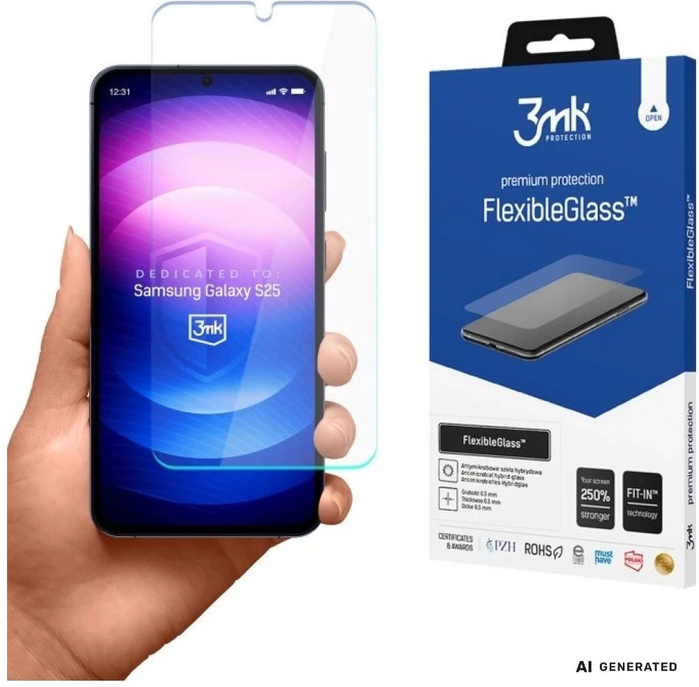 Szkło hybrydowe 3MK FlexibleGlass do Samsung Galaxy S25 3 vnt.