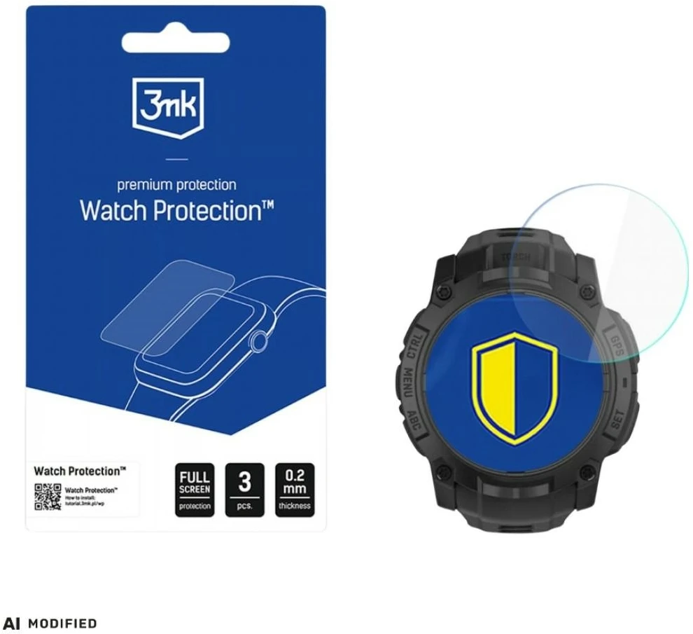 3Mk „Garmin Instinct 3 Tactical Edition“ 50 mm – 3 mk laikrodžio apsauga su „FlexibleGlass“ stiklu