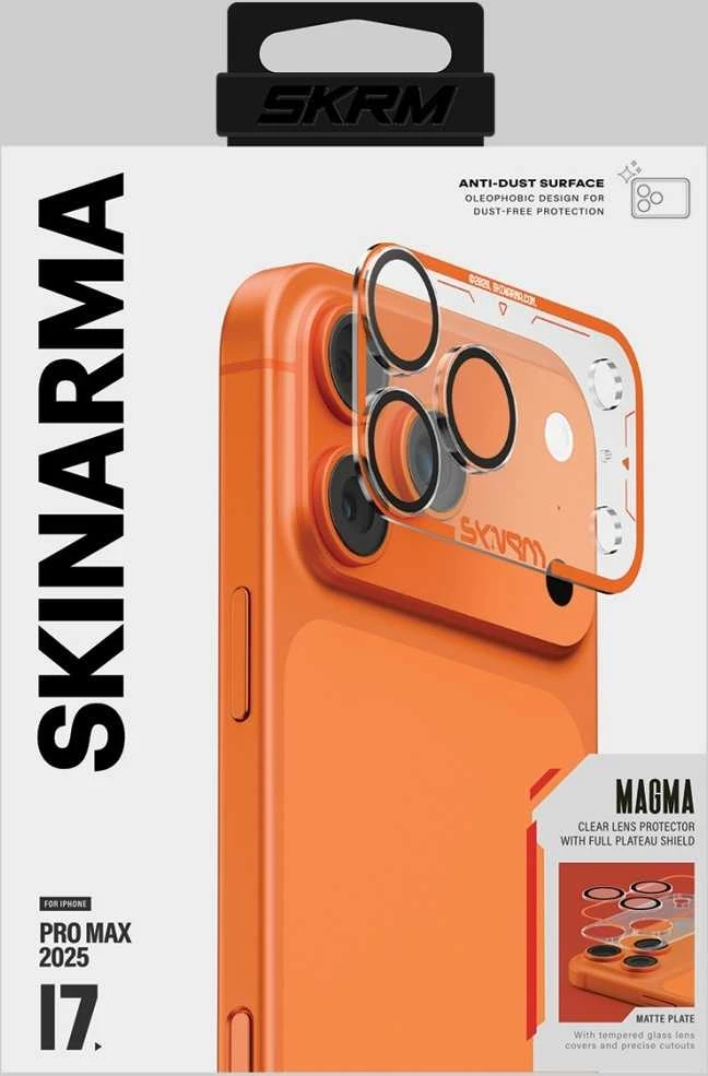 Camera Lens Glass Skinarma Magma Full Matte skirtas Apple iPhone 17 Pro Max oranžinis