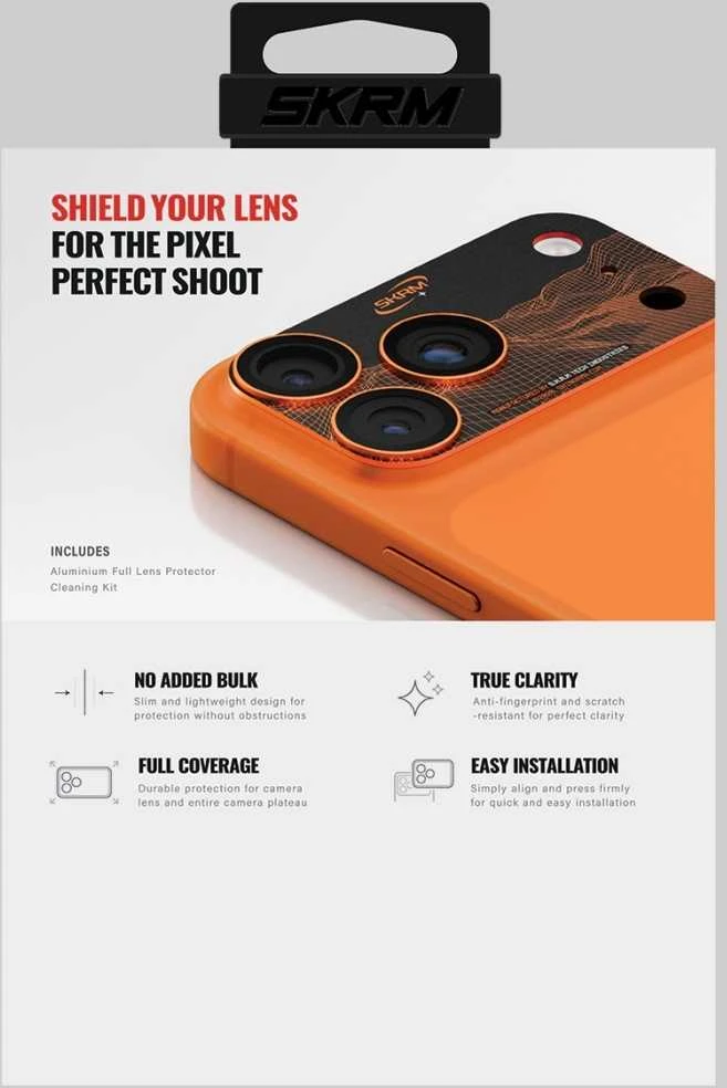 Camera Lens Glass Skinarma Sonix Full Aliuminio skirtas Apple iPhone 17 Pro oranžinis