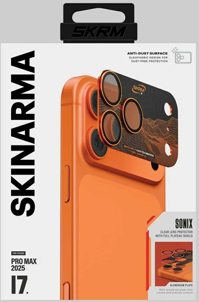 Szkło na objektyvas aparatu Skinarma Sonix Full Aliuminio do iPhone 17 Pro Max oranžinė