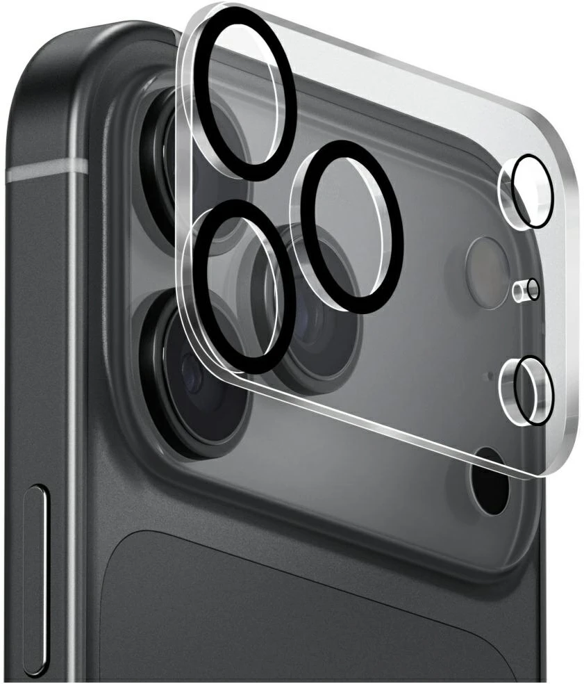 Szkło na objektyvas aparatu UNIQ Optix Clearshield Frameguard Camera Lens Protector do iPhone 17 Pro Max crystal clear su aplikatorem
