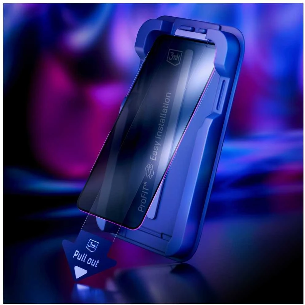 Nezatříděno 9H grūdintas stiklas su 3mk HardGlass Max privatumo filtru, skirtas Apple iPhone 14 Pro.