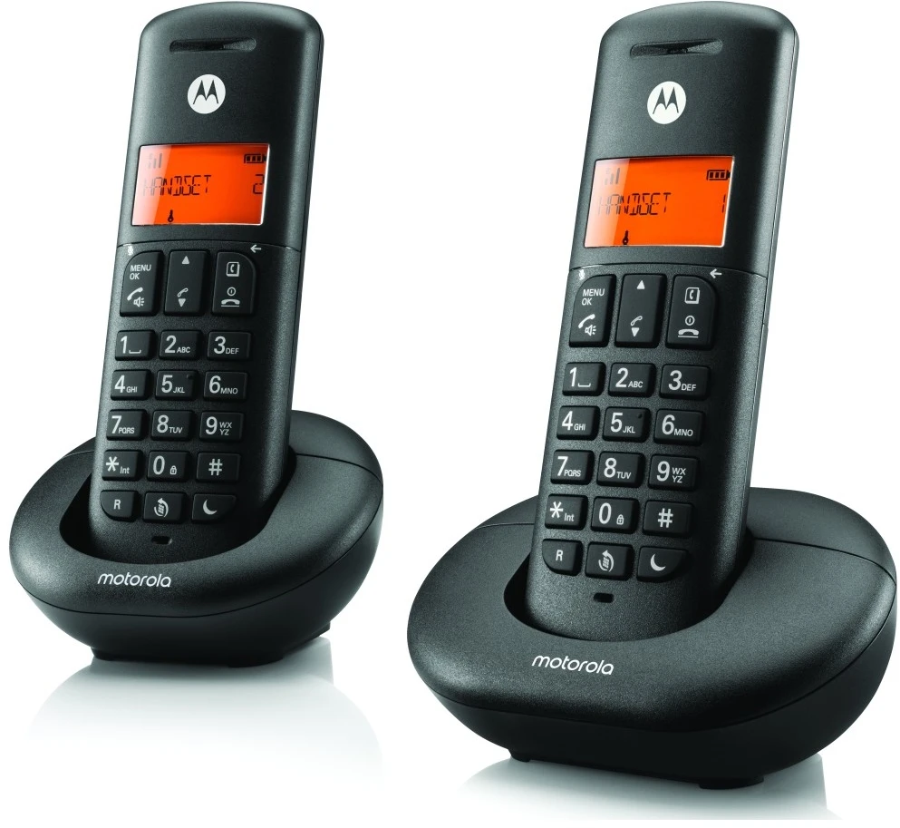Telefonas stacionarus belaidis komplektas 2 vnt. Motorola E202 juoda