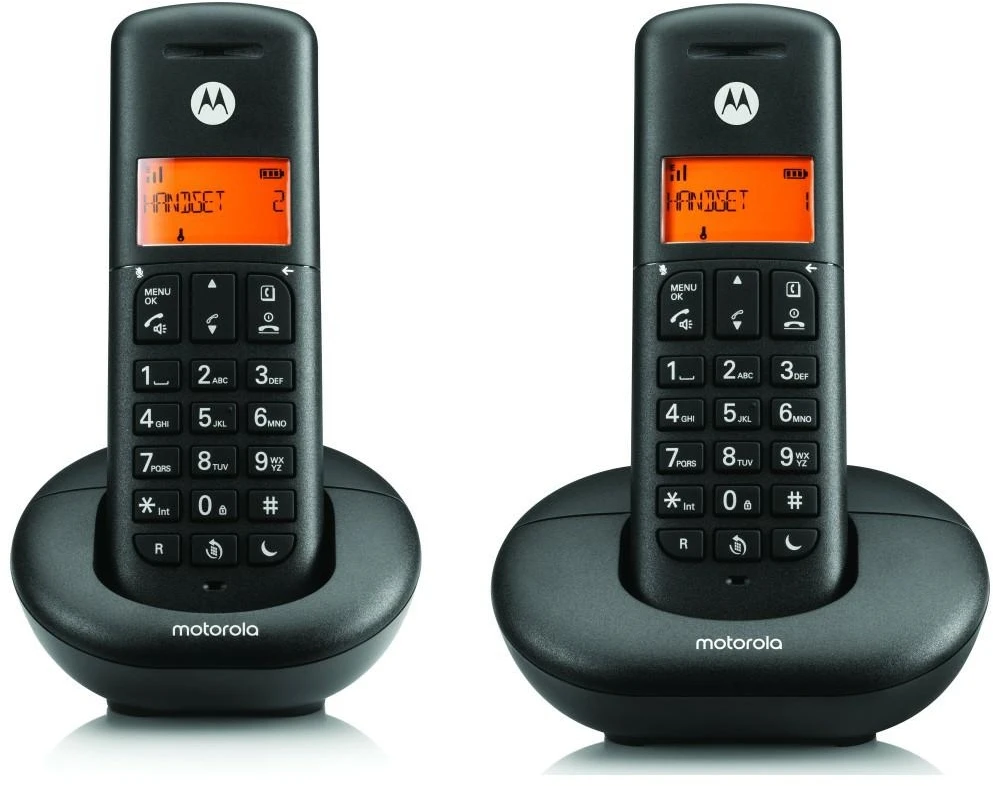 Telefonas stacionarus belaidis komplektas 2 vnt. Motorola E202 juoda