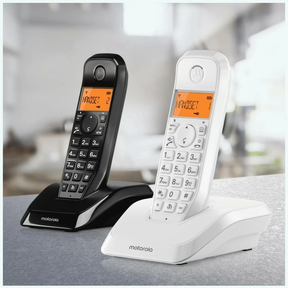 Telefonas stacionarus belaidis komplektas 2 vnt. Motorola S1202 juoda balta