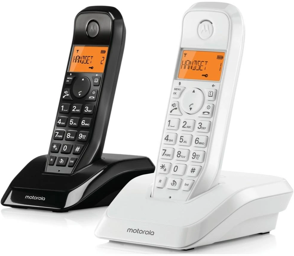 Telefonas stacionarus belaidis komplektas 2 vnt. Motorola S1202 juoda balta