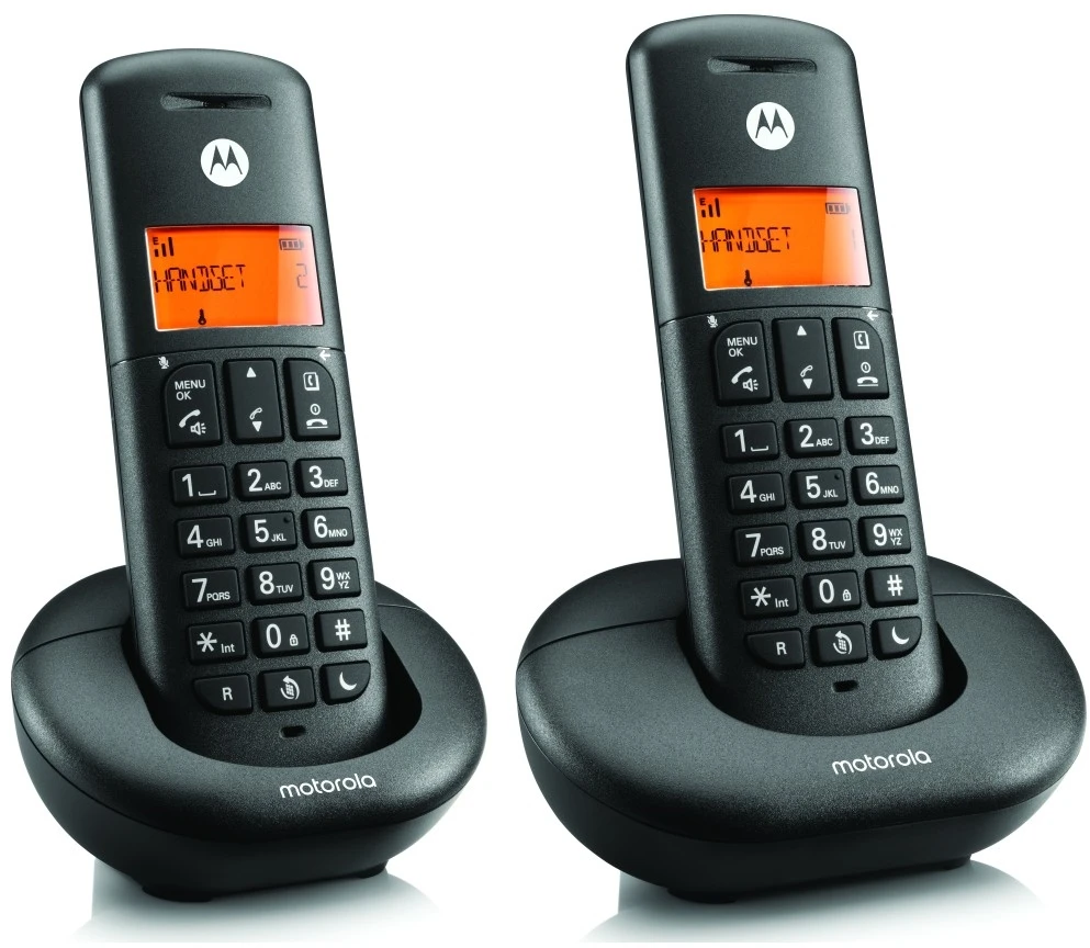 Telefonas stacionarus belaidis komplektas 2 vnt. Motorola E202 juoda