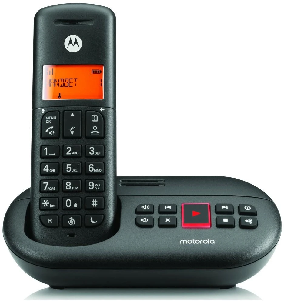 Cordless phone with answering machine Motorola E211 juodos spalvos