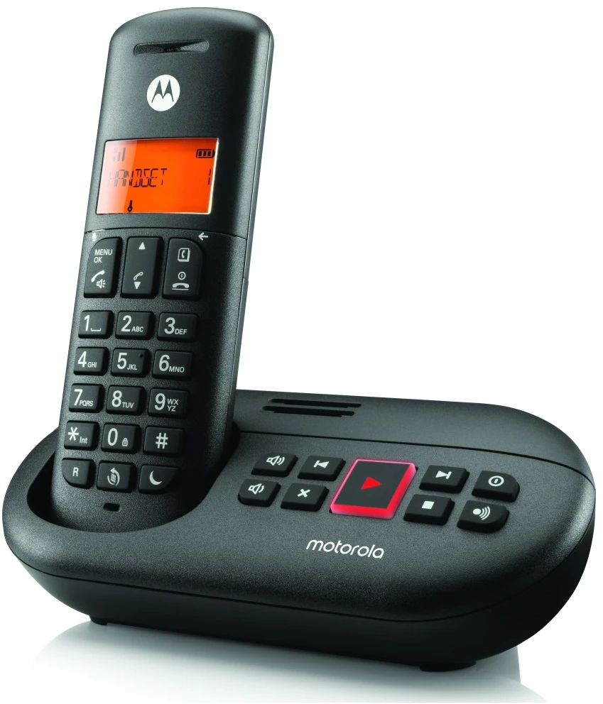 Cordless phone with answering machine Motorola E211 juodos spalvos
