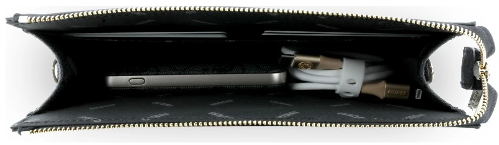 Torebka na telefon Guess 4G with Round 4G & Classic Logos Stripe juoda