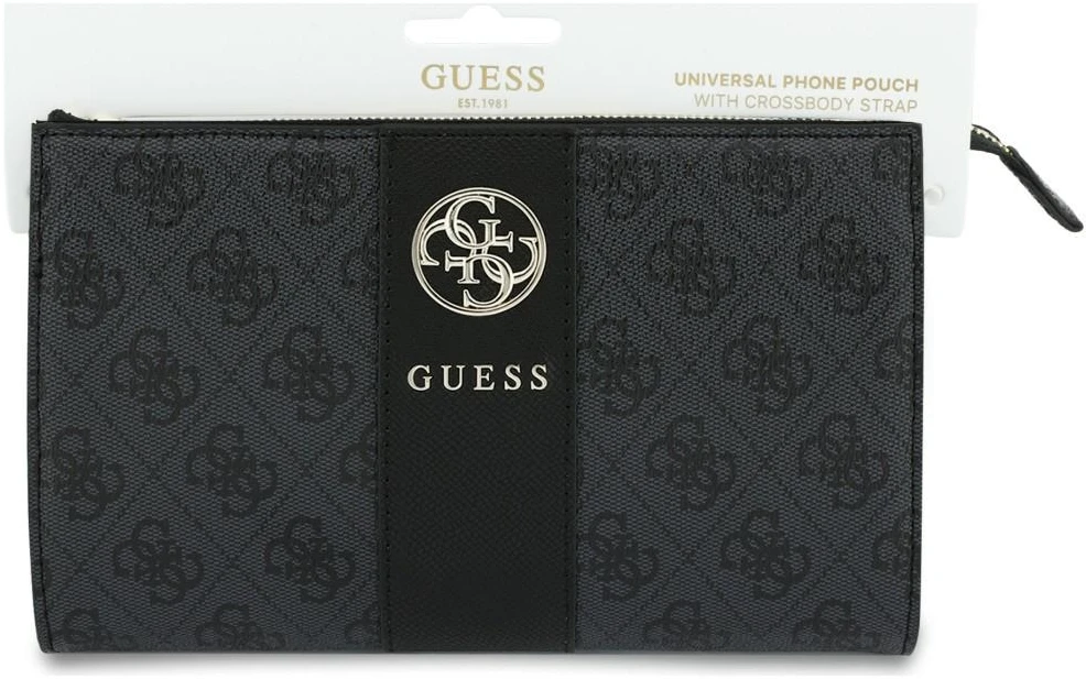 Torebka na telefon Guess 4G with Round 4G & Classic Logos Stripe juoda