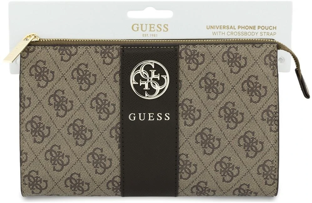 Torebka na telefon Guess 4G with Round 4G & Classic Logos Stripe ruda