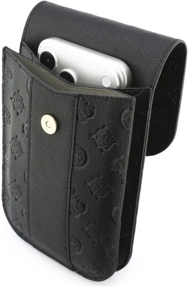 Guess PU 4G Peony Stripe Metal Logo telefono krepšys juodos spalvos