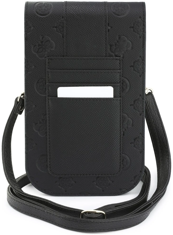Guess PU 4G Peony Stripe Metal Logo telefono krepšys juodos spalvos