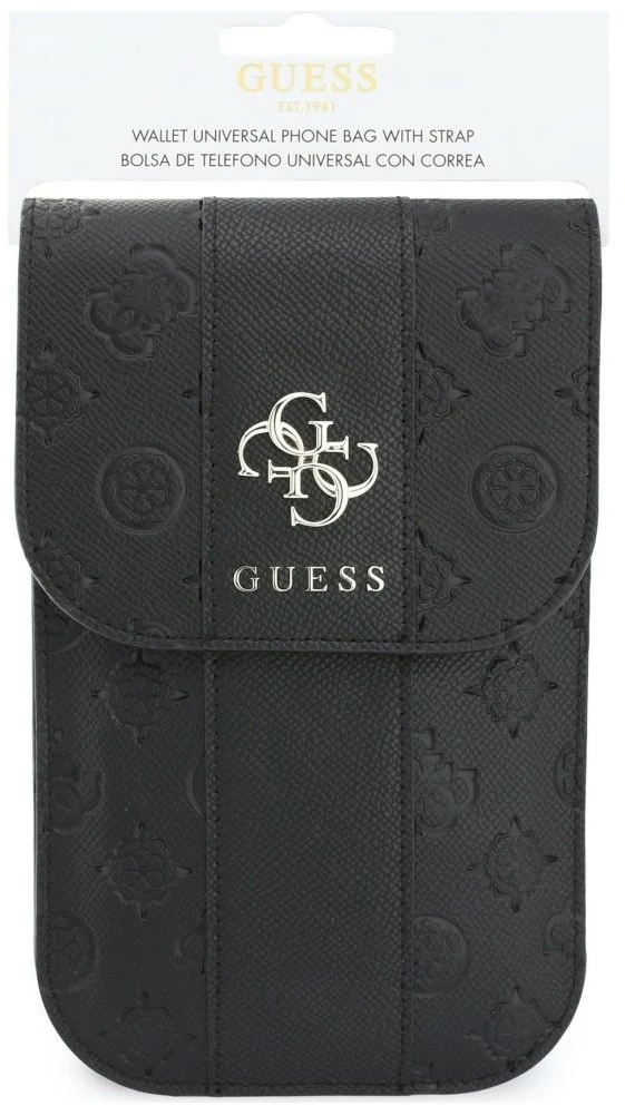 Guess PU 4G Peony Stripe Metal Logo telefono krepšys juodos spalvos