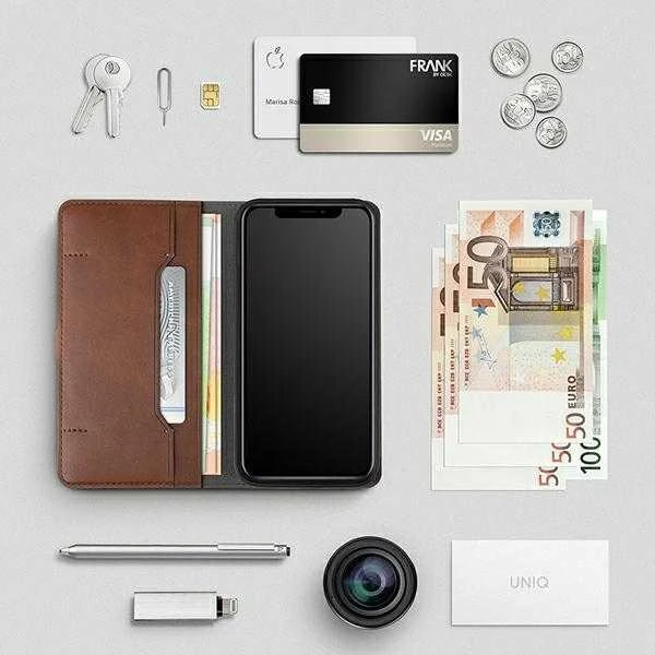 UNIQ Journa Bookdėklas Apple iPhone 12 12 Pro 6,1″ dark pilkos spalvos