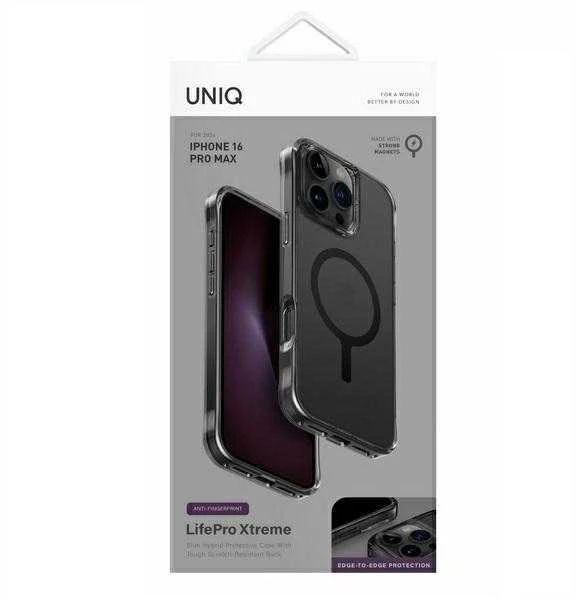 UNIQ dėklas LifePro Xtreme Apple iPhone 16 Pro Max 6.9″ Magclick charging pilkos spalvos/smoked