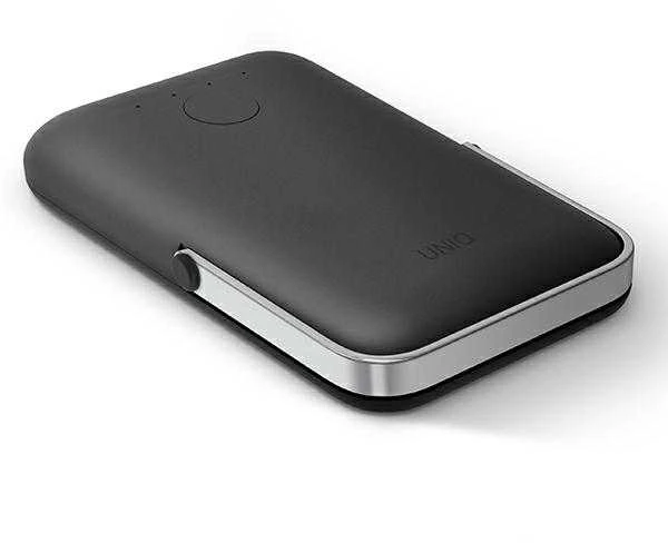 UNIQ nešiojama įkroviklis „Hoveo 5000mAh USB-C 20W PD“ greito įkrovimo belaidis magnetinis anglies pluošto pilkos spalvos