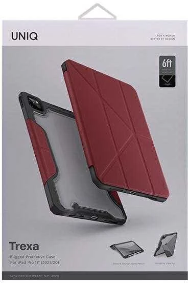 Panzer Glass UNIQ Trexa dėklas Apple iPad Pro 11" 2021/2020, antimikrobinis, raudonas