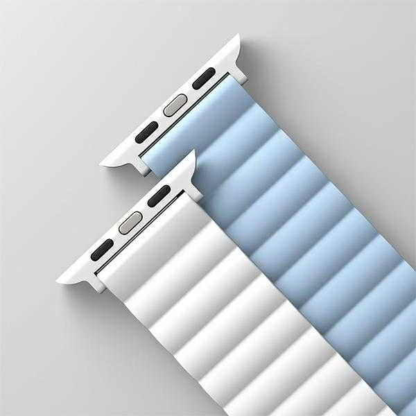 UNIQ Revix apyrankė Apple Watch Series 1-9/SE/SE2/SE3 38/40/41mm Reversible Magnetic baltos spalvos-mėlynas