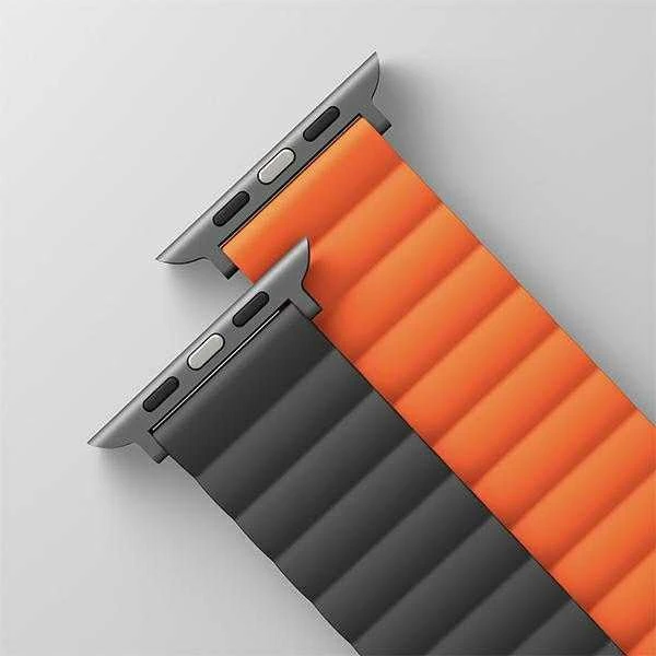 UNIQ Revix apyrankė AppleWatch Series1-9/SE1/2/3/Ultra2/3 42/44/45/49mm Reversible Magnetic pilka-oranžinės spalvos