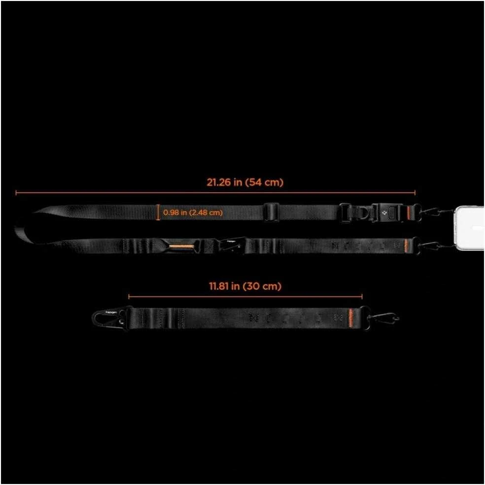 Spigen DA30M Universal Lanyard Strap Crossbody juodos spalvos