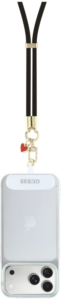 Universalus pavadėlis Guess Universal CBDY Silicone Script Charm juodas