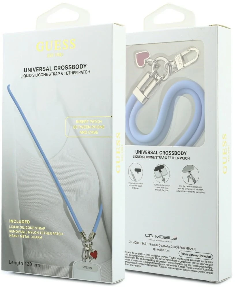 Universalus pavadėlis Guess Universal CBDY Silicone Script Charm mėlynas