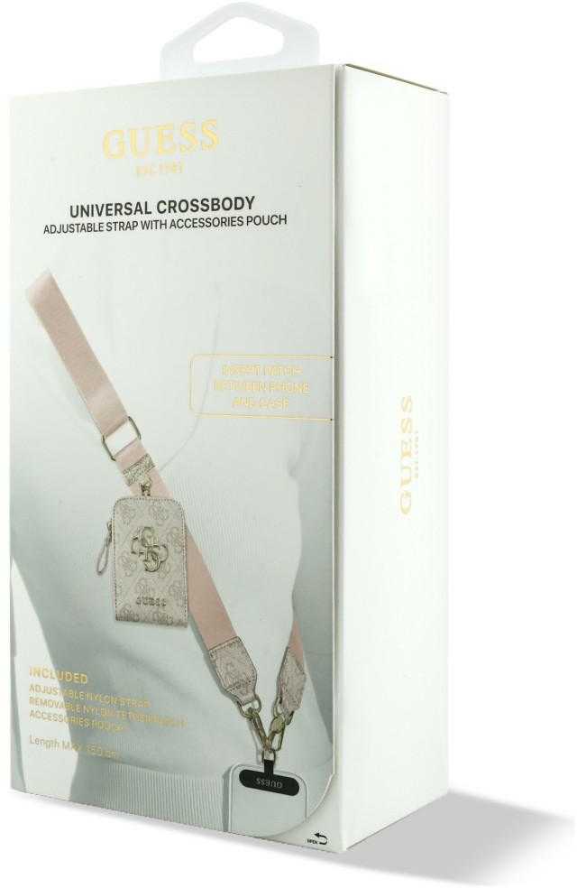 Universal lanyard with wallet Guess 4G Metal Logo pink