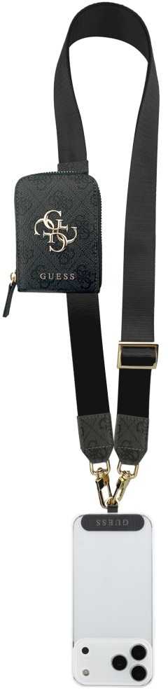 Dėklas Guess Crossbody Strap PU 4G Metal Logo + Purse juodos spalvos