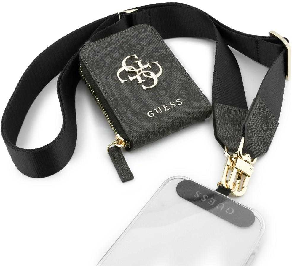 Dėklas Guess Crossbody Strap PU 4G Metal Logo + Purse juodos spalvos