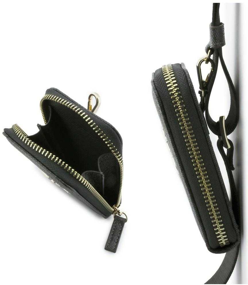 Dėklas Guess Crossbody Strap PU 4G Metal Logo + Purse juodos spalvos