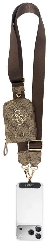 Dėklas Guess Crossbody Strap PU 4G Metal Logo + Purse rudos spalvos