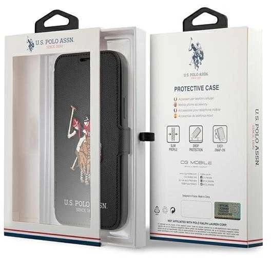 Us Polo Assn US Polo USFLBKP12SPUGFLBK Apple iPhone 12 mini 5,4" telefono dėklas juodos spalvos book Polo Embroidery Collection