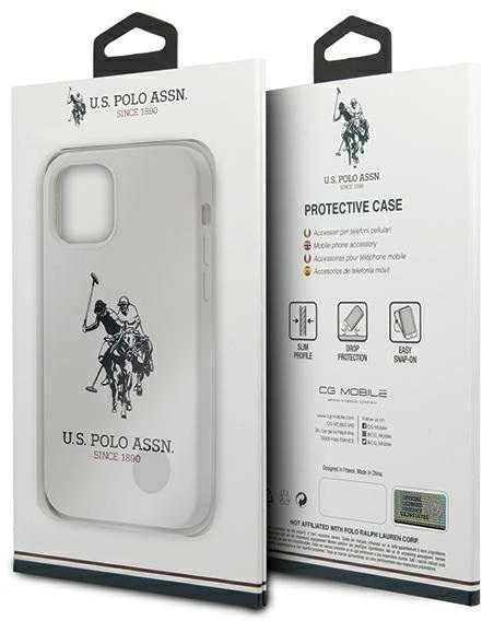 Dėklas „Us Polo Assn US Polo“ USHCP12MSLHRWH „Apple iPhone 12/12 Pro 6,1“ baltos spalvos silikoninė kolekcija