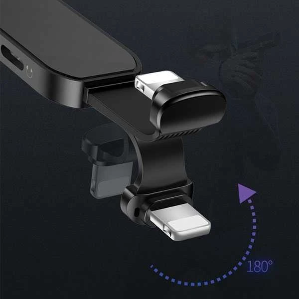 USAMS ADAPTER AU08 2W1 2X LIGTNING LED + RING HOLDER Juodas
