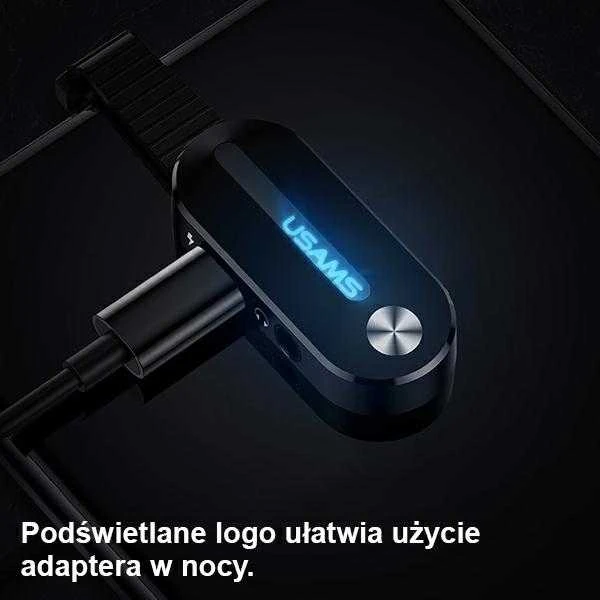 USAMS ADAPTER AU10 2W1 LIGHTING - 3.5MM + LIGHTING LED Juodas